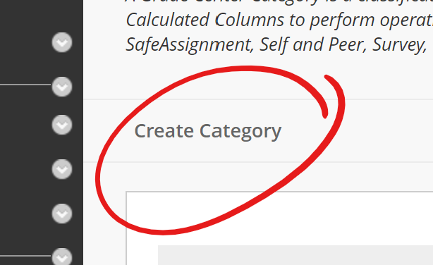 Create category button highlighted