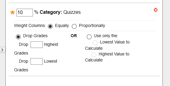 category options