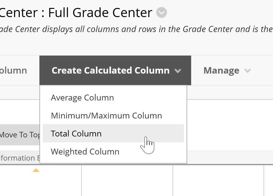 Image of Create Calculated Column menu