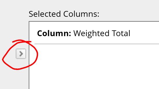 Image of Selected Columns box with right-arrow button circled