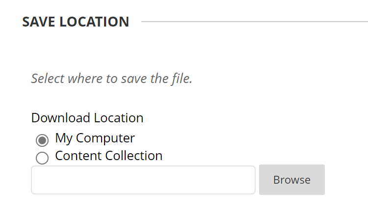 Save location options