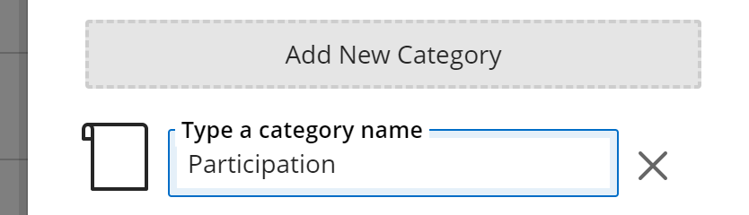 Type Category Name box with sample text entered