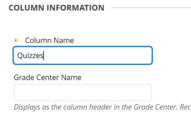 Column name field