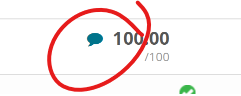 speech bubble icon left of score, highlighted