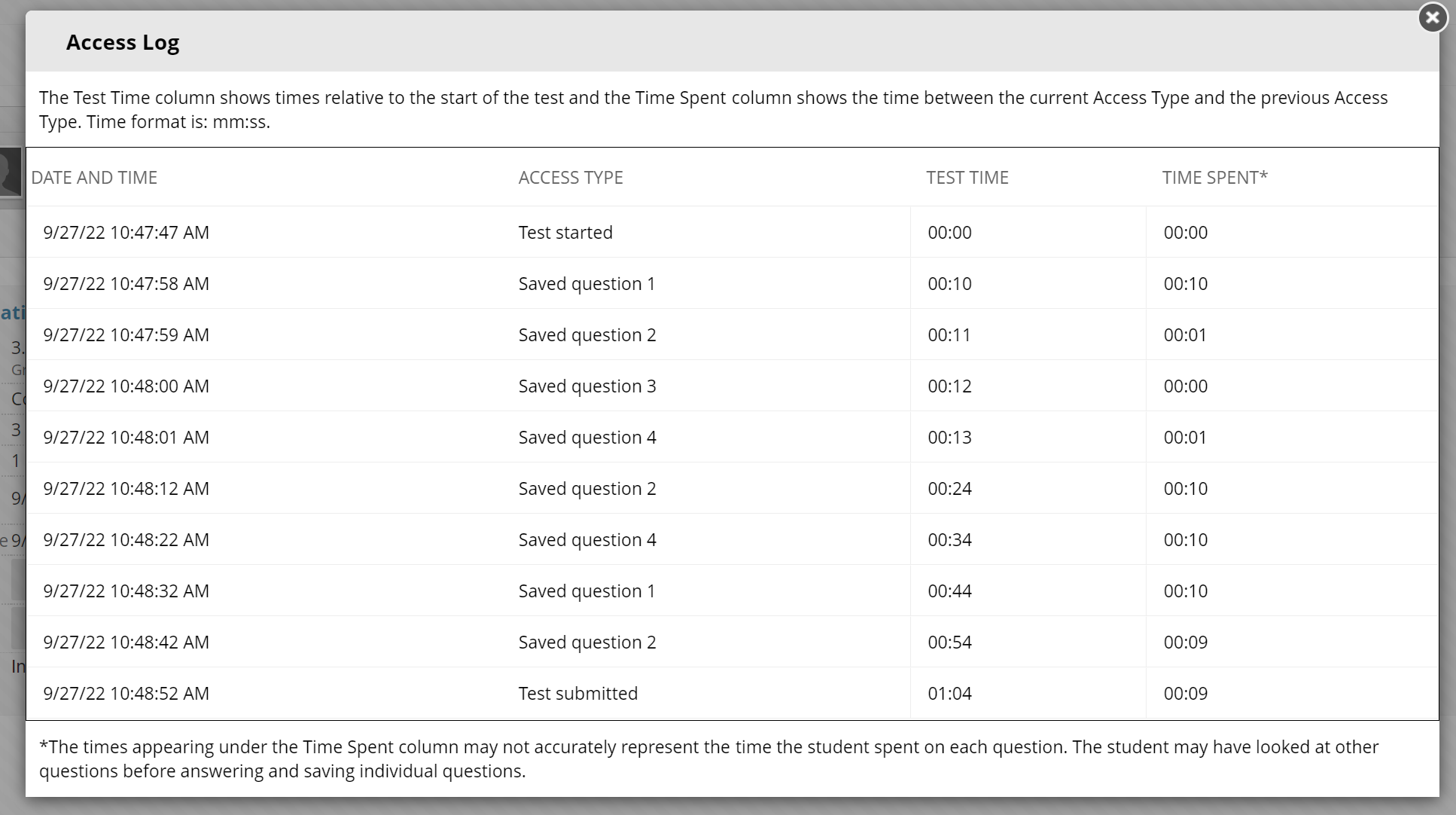 Sample log