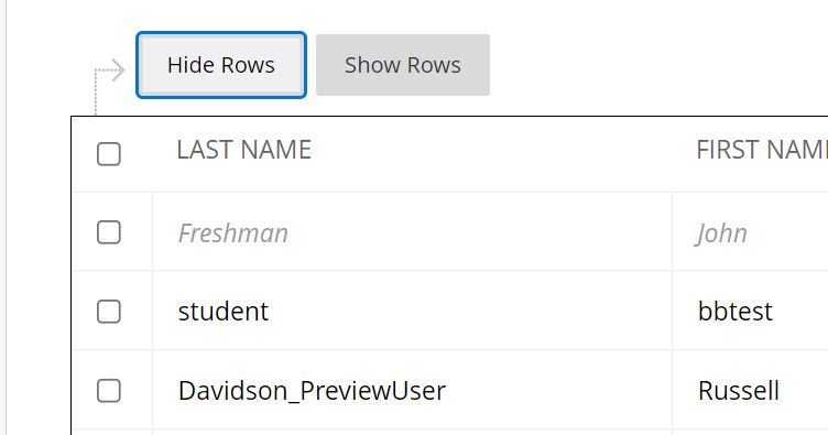 sample of rows visibility page