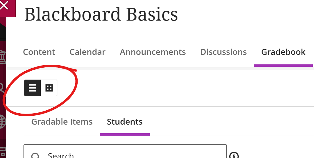 Gradebook view toggle