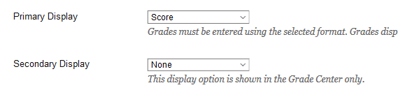 Primary and secondary display options