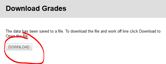 download grades page, download button highlighted