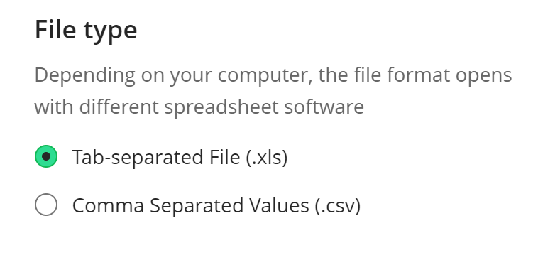 file type options