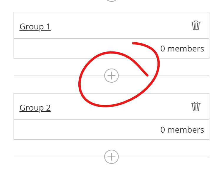 groups list, plus button highlighted