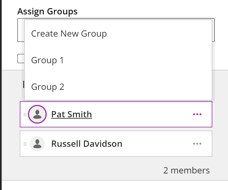 group select menu for a user
