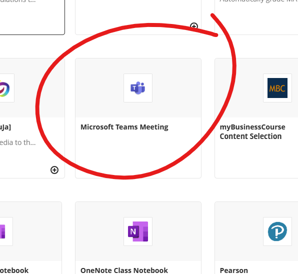 sample of content market page with Microsoft Teams meeting circled